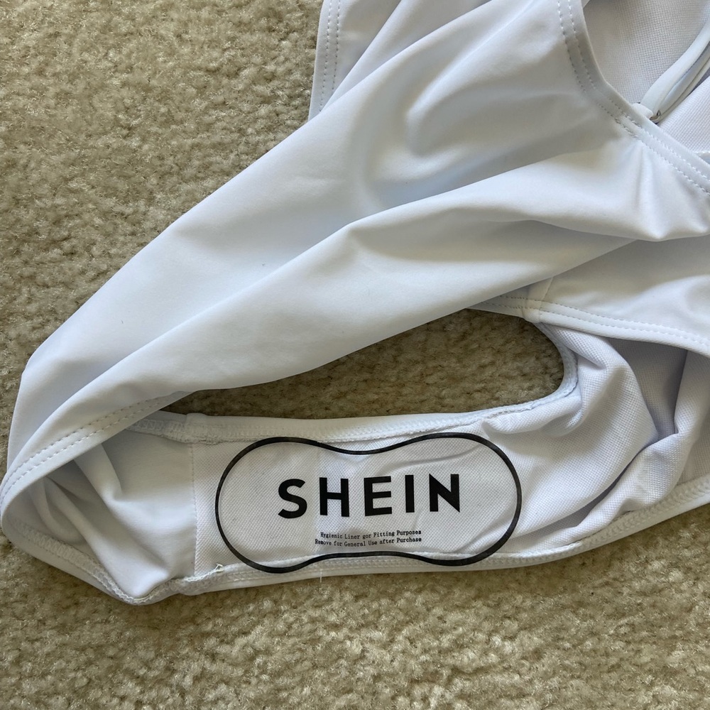 SHEIN White Bridal One Piece Swimsuit with Pink Flowers - Picture 5 of 5